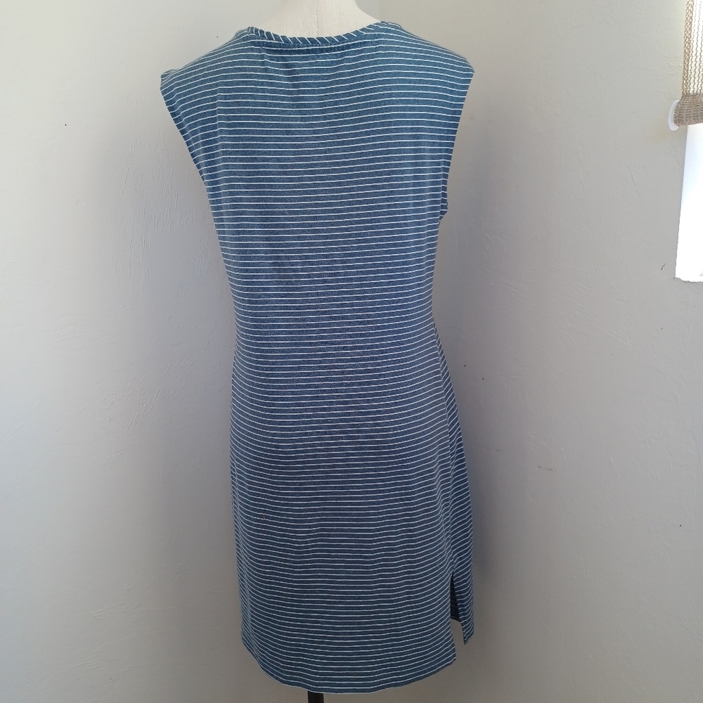 Sundance‎ Dress Blue White Striped Knit Pullover Tee Shirt Style Womens Medium - Picture 10 of 14